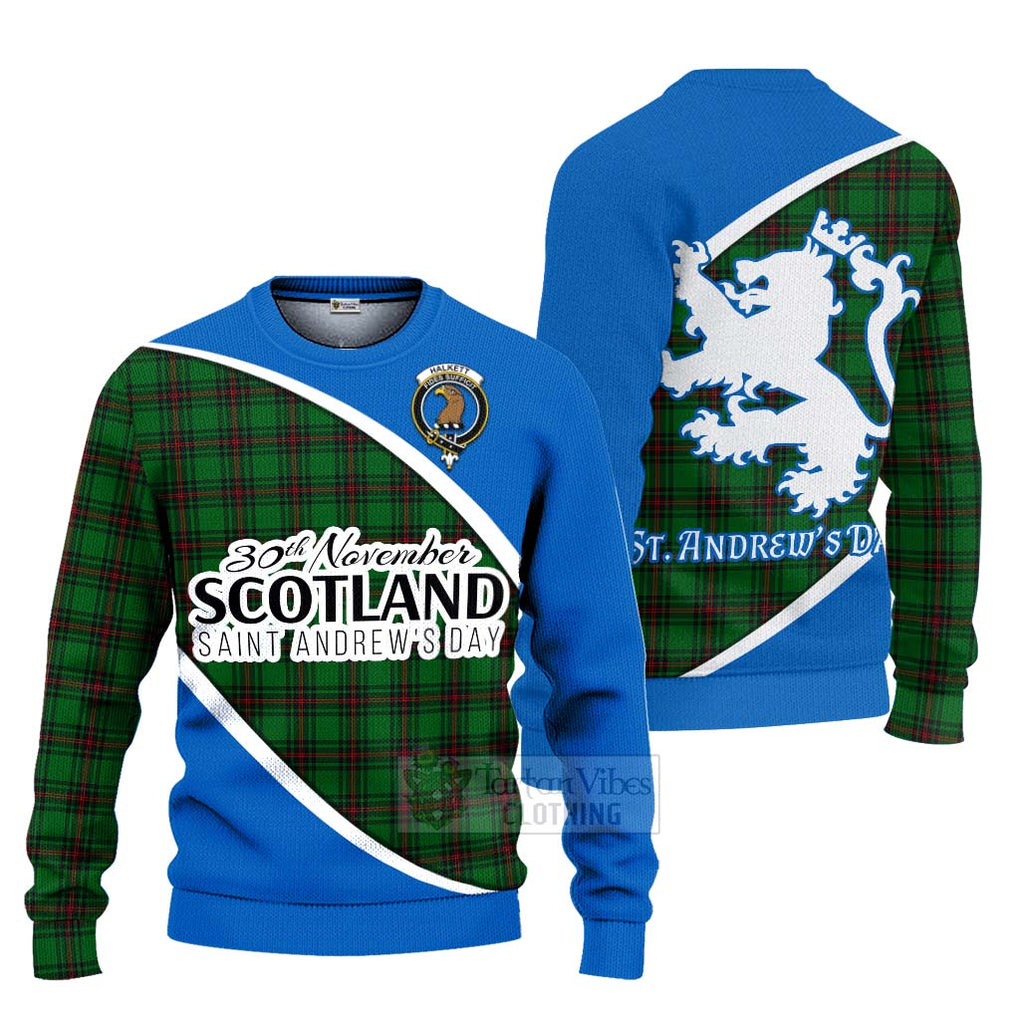 Tartan Vibes Clothing Halkett Family Crest Tartan Knitted Sweater Celebrate Saint Andrew's Day in Style