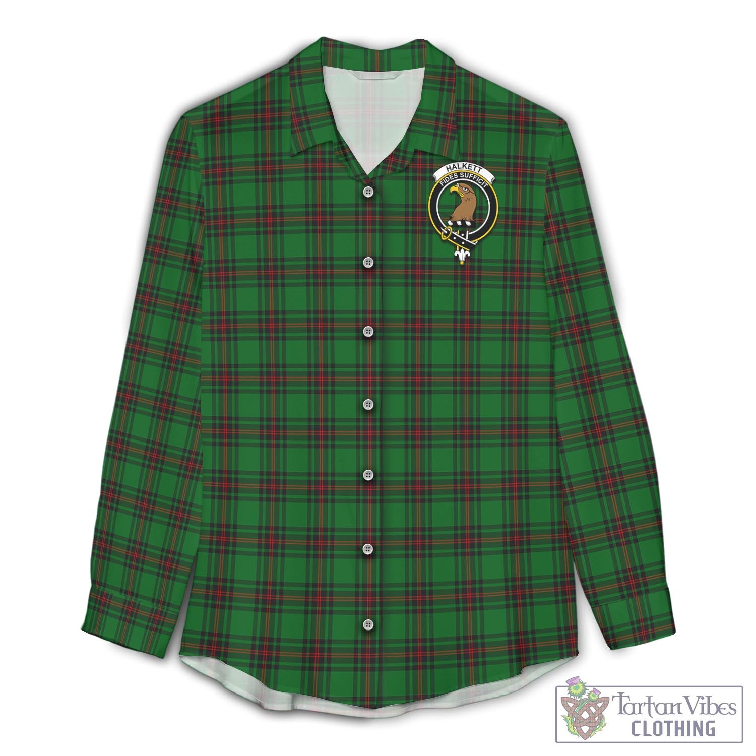 Tartan Vibes Clothing Halkett Tartan Womens Casual Shirt with Family Crest