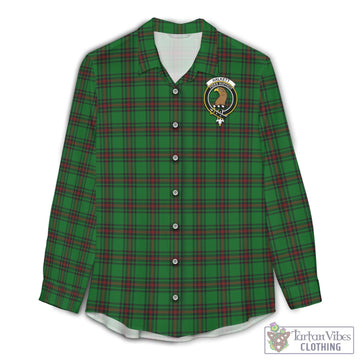 Halkett Tartan Women's Casual Shirt with Family Crest