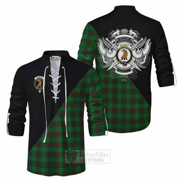 Halkett Tartan Ghillie Kilt Shirt with Family Crest and Military Logo Style