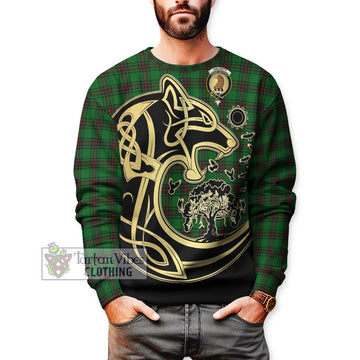 Halkett Tartan Sweatshirt with Family Crest Celtic Wolf Style