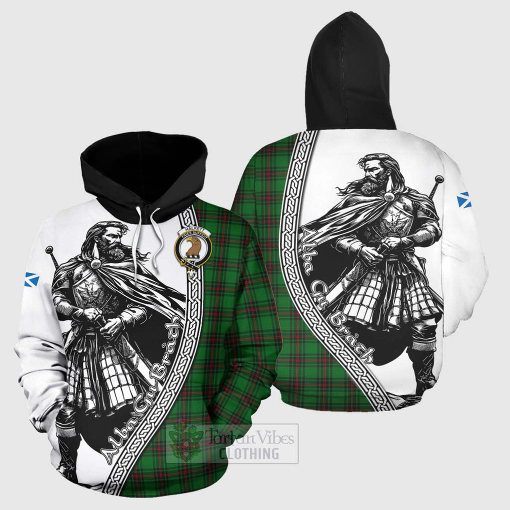 Tartan Vibes Clothing Halkett Tartan Clan Crest Hoodie with Highlander Warrior Celtic Style