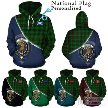 Halkett Tartan Hoodie with Personalised National Flag and Family Crest Half Style