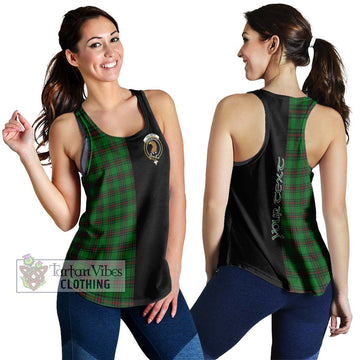 Halkett Tartan Women's Racerback Tanks with Family Crest and Half Of Me Style