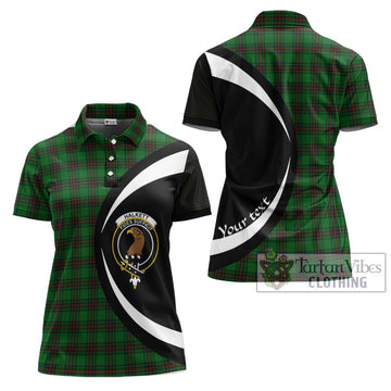 Halkett Tartan Women's Polo Shirt with Family Crest Circle Style