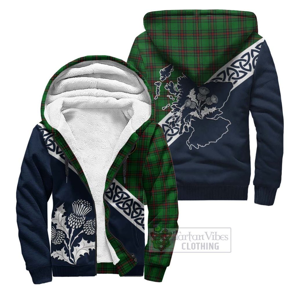 Tartan Vibes Clothing Halkett Tartan Sherpa Hoodie Featuring Thistle and Scotland Map