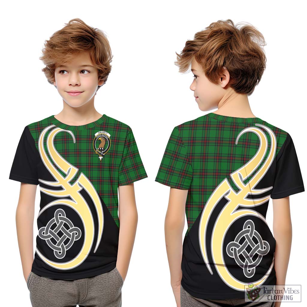 Halkett Tartan Kid T-Shirt with Family Crest and Celtic Symbol Style Youth XL Size14 - Tartan Vibes Clothing