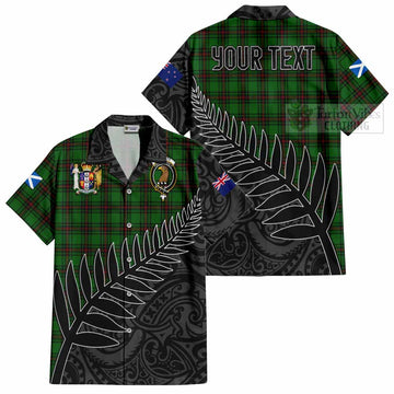 Halkett Crest Tartan Short Sleeve Button Shirt with New Zealand Silver Fern Half Style