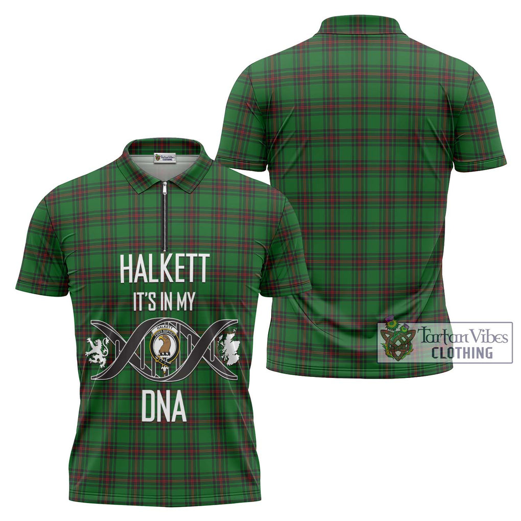 Halkett Tartan Zipper Polo Shirt with Family Crest DNA In Me Style Unisex - Tartanvibesclothing Shop