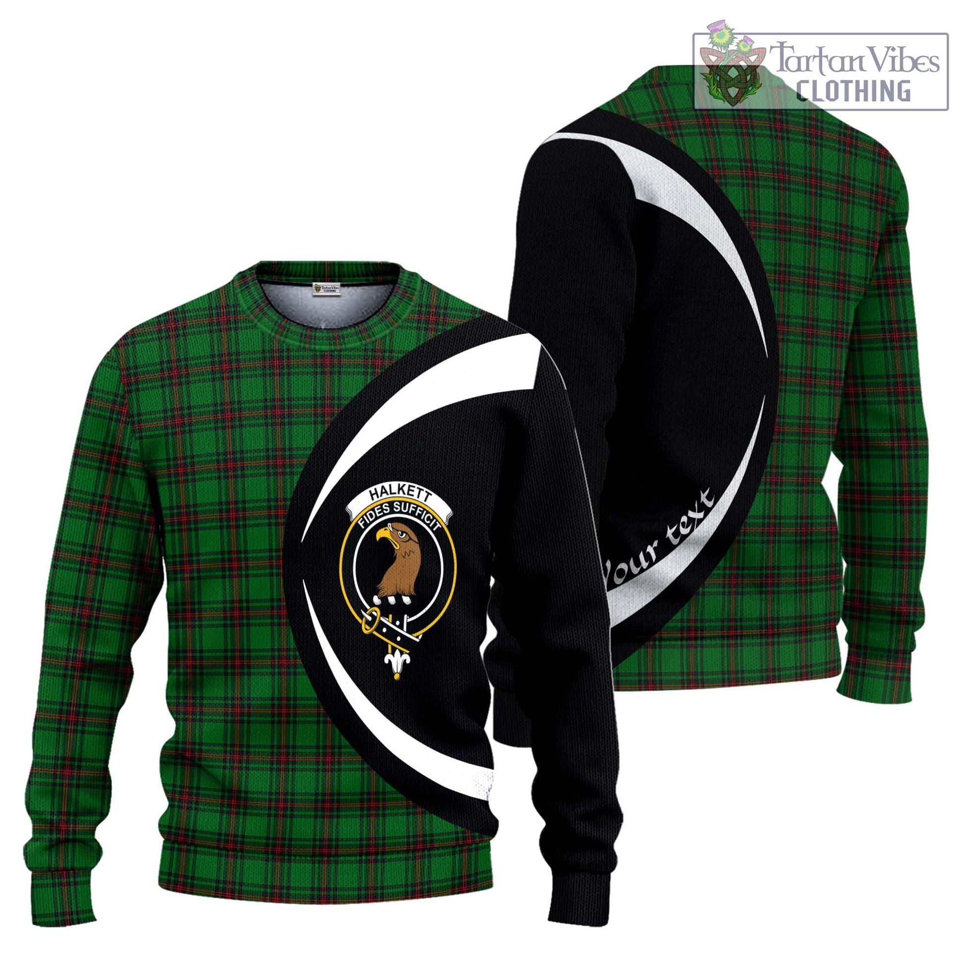 Halkett Tartan Ugly Sweater with Family Crest Circle Style Unisex - Tartan Vibes Clothing