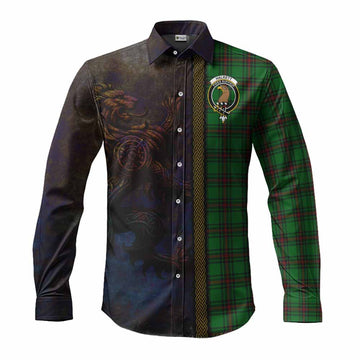 Halkett Tartan Family Crest Long Sleeve Button Shirt Alba Gu Brath Be Brave Lion Ancient Style Men's Shirt S - Tartan Vibes Clothing
