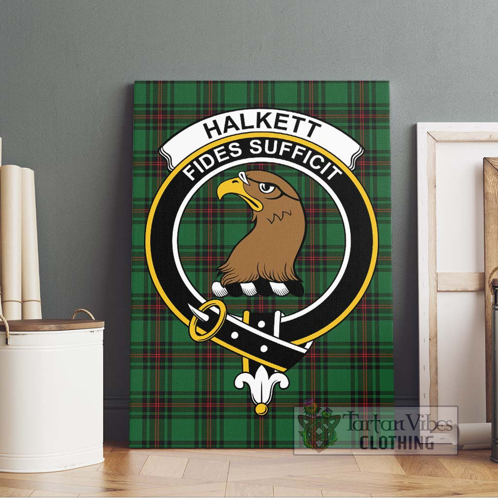 Halkett Tartan Canvas Print Wall Art with Family Crest Without Frame - Tartan Vibes Clothing