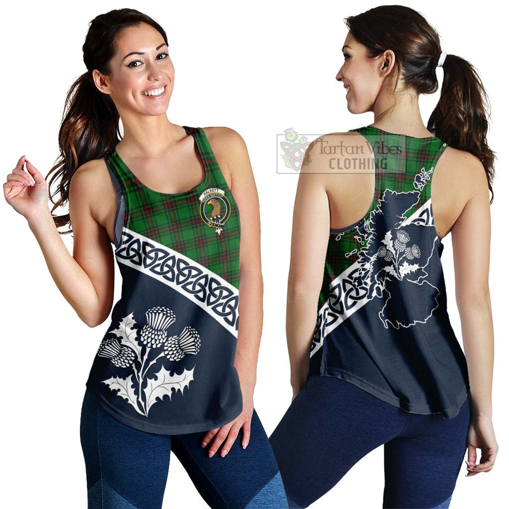 Tartan Vibes Clothing Halkett Tartan Women's Racerback Tanks Featuring Thistle and Scotland Map