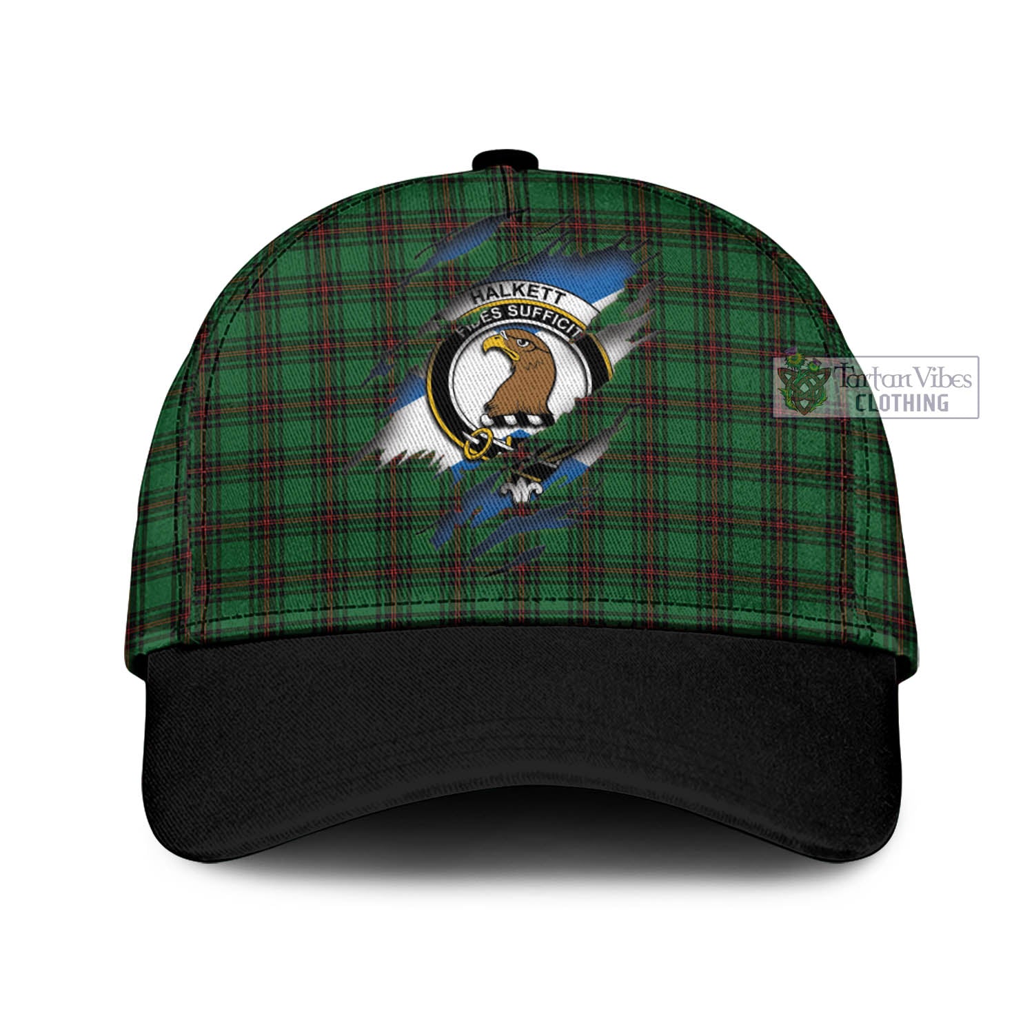 Tartan Vibes Clothing Halkett Tartan Classic Cap with Family Crest In Me Style