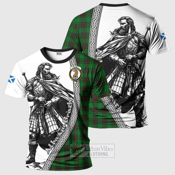 Halkett Tartan Clan Crest T-Shirt with Highlander Warrior Celtic Style