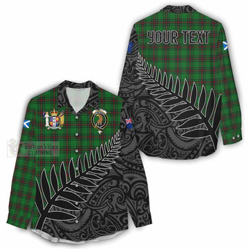 Halkett Crest Tartan Women's Casual Shirt with New Zealand Silver Fern Half Style