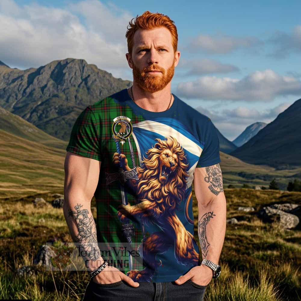 Tartan Vibes Clothing Halkett Tartan Family Crest T-Shirt with Scottish Majestic Lion