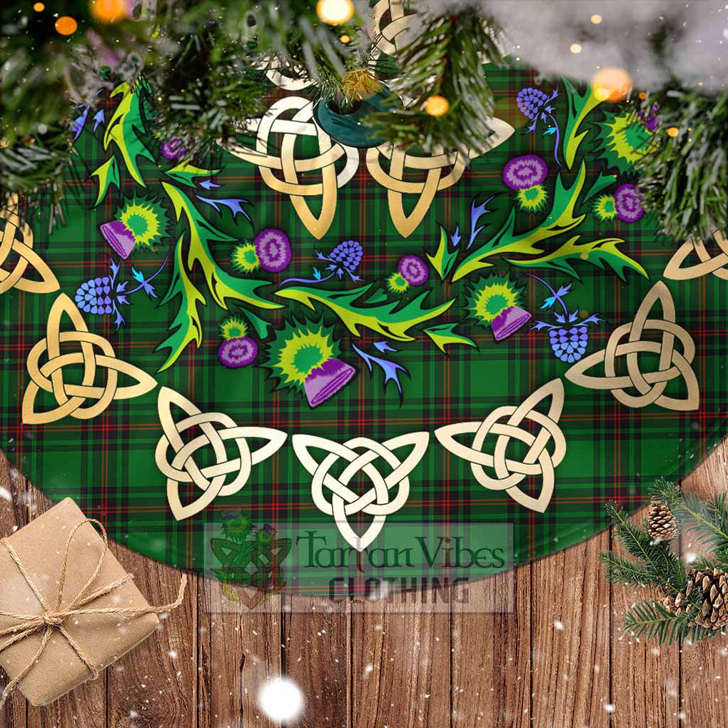 Tartan Vibes Clothing Halkett Tartan Christmas Tree Skirt with Thistle Celtic Knot Style