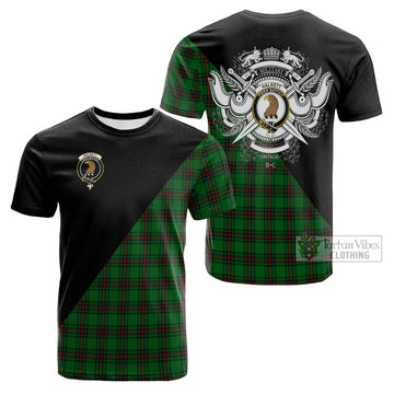 Halkett Tartan Cotton T-shirt with Family Crest and Military Logo Style