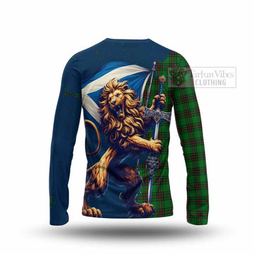 Halkett Tartan Family Crest Long Sleeve T-Shirt with Scottish Majestic Lion