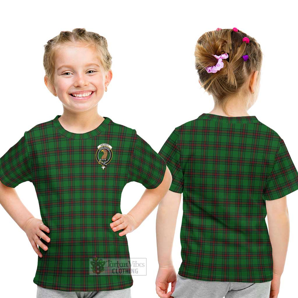 Halkett Tartan Kid T-Shirt with Family Crest - Tartanvibesclothing Shop