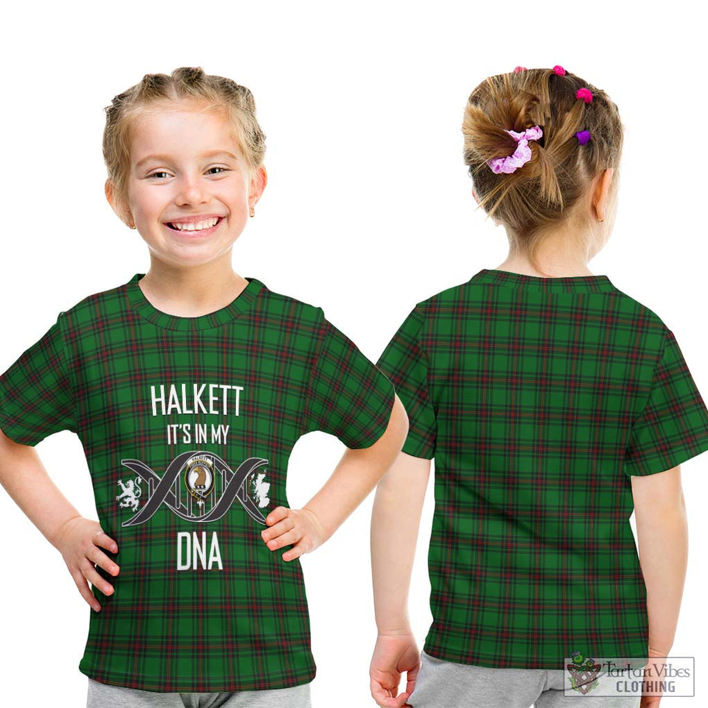 Halkett Tartan Kid T-Shirt with Family Crest DNA In Me Style - Tartanvibesclothing Shop