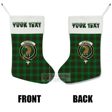 Halkett Tartan Family Crest Christmas Stocking with Personalized Text