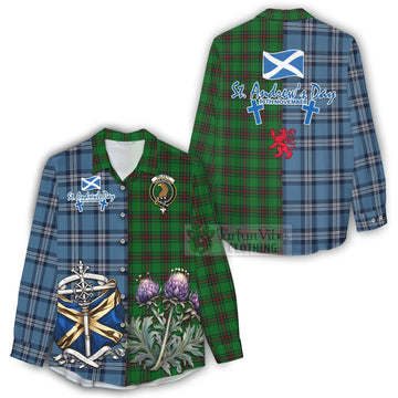 Halkett Tartan Women's Casual Shirt Happy St. Andrew's Day Half Tartan Style