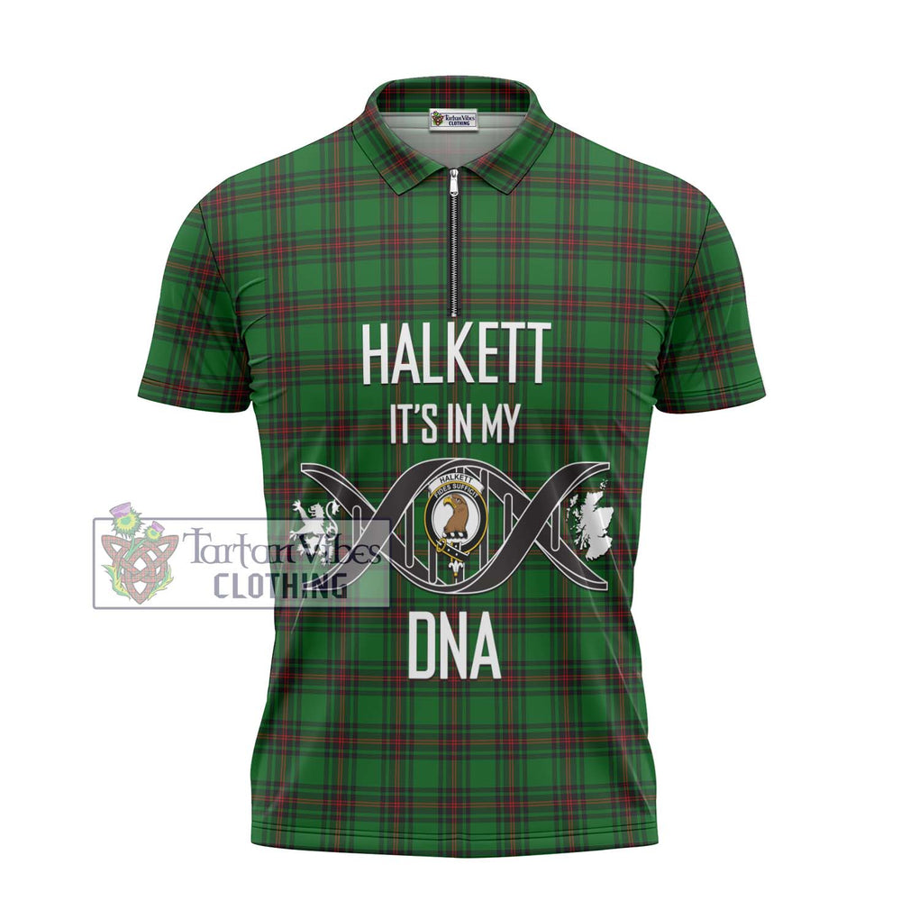 Halkett Tartan Zipper Polo Shirt with Family Crest DNA In Me Style - Tartanvibesclothing Shop