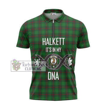 Halkett Tartan Zipper Polo Shirt with Family Crest DNA In Me Style