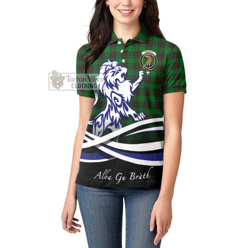 Halkett Tartan Women's Polo Shirt with Alba Gu Brath Regal Lion Emblem - Tartanvibesclothing Shop