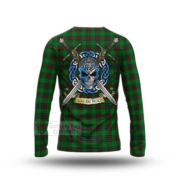 Halkett Tartan Long Sleeve T-Shirt with Family Crest Celtic Skull Style