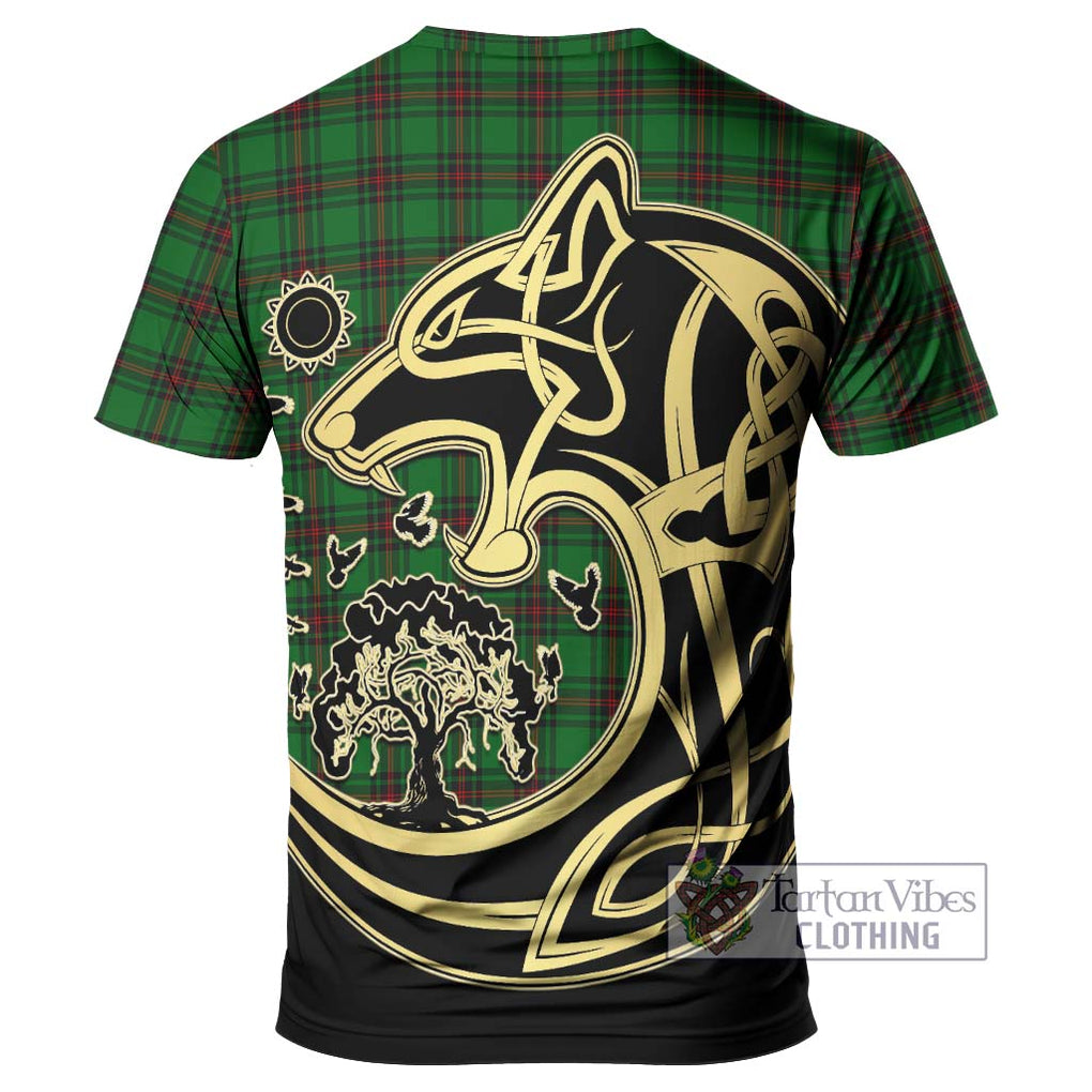 Halkett Tartan T-Shirt with Family Crest Celtic Wolf Style - Tartan Vibes Clothing