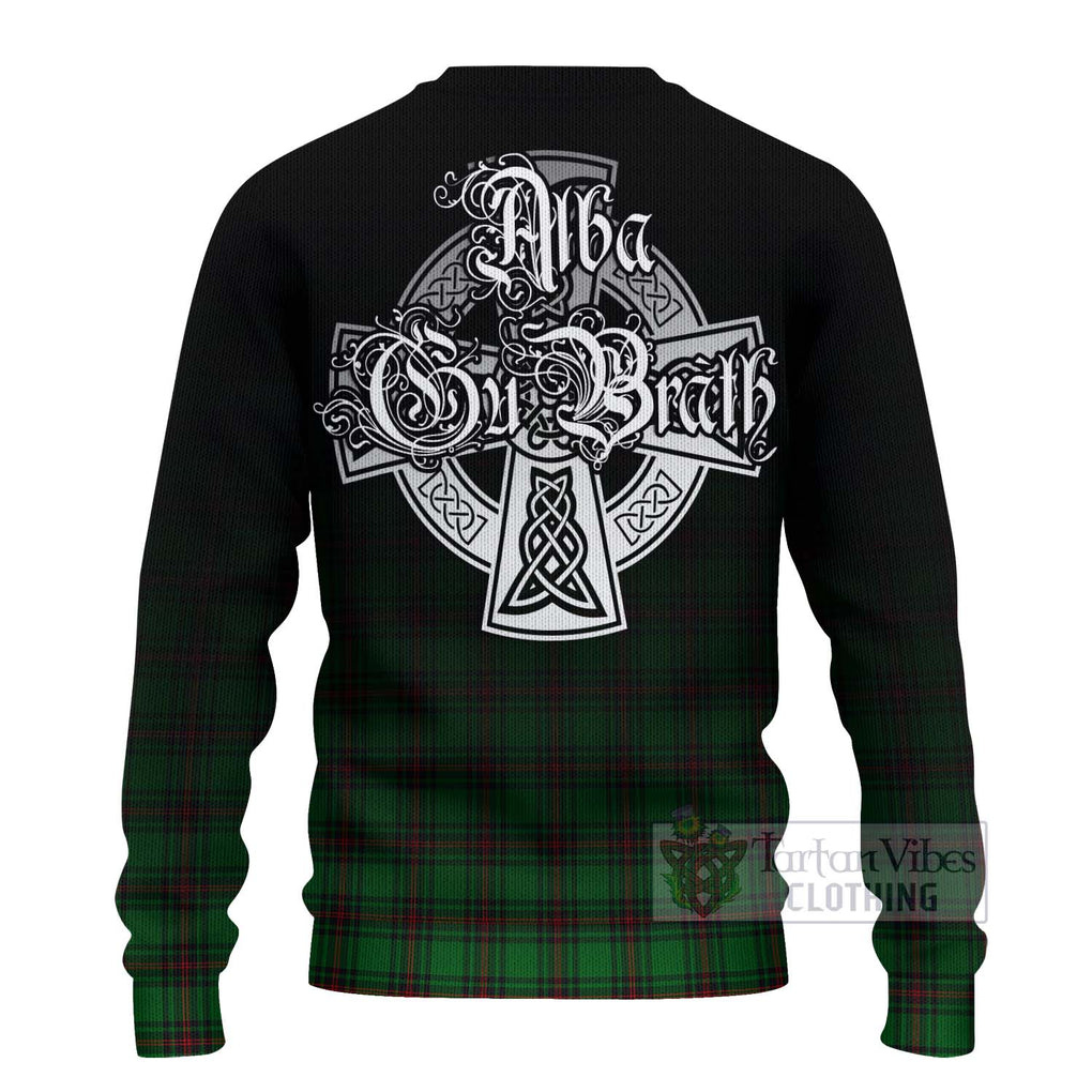 Tartan Vibes Clothing Halkett Tartan Knitted Sweater Featuring Alba Gu Brath Family Crest Celtic Inspired