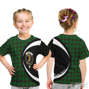 Halkett Tartan Kid T-Shirt with Family Crest Circle Style