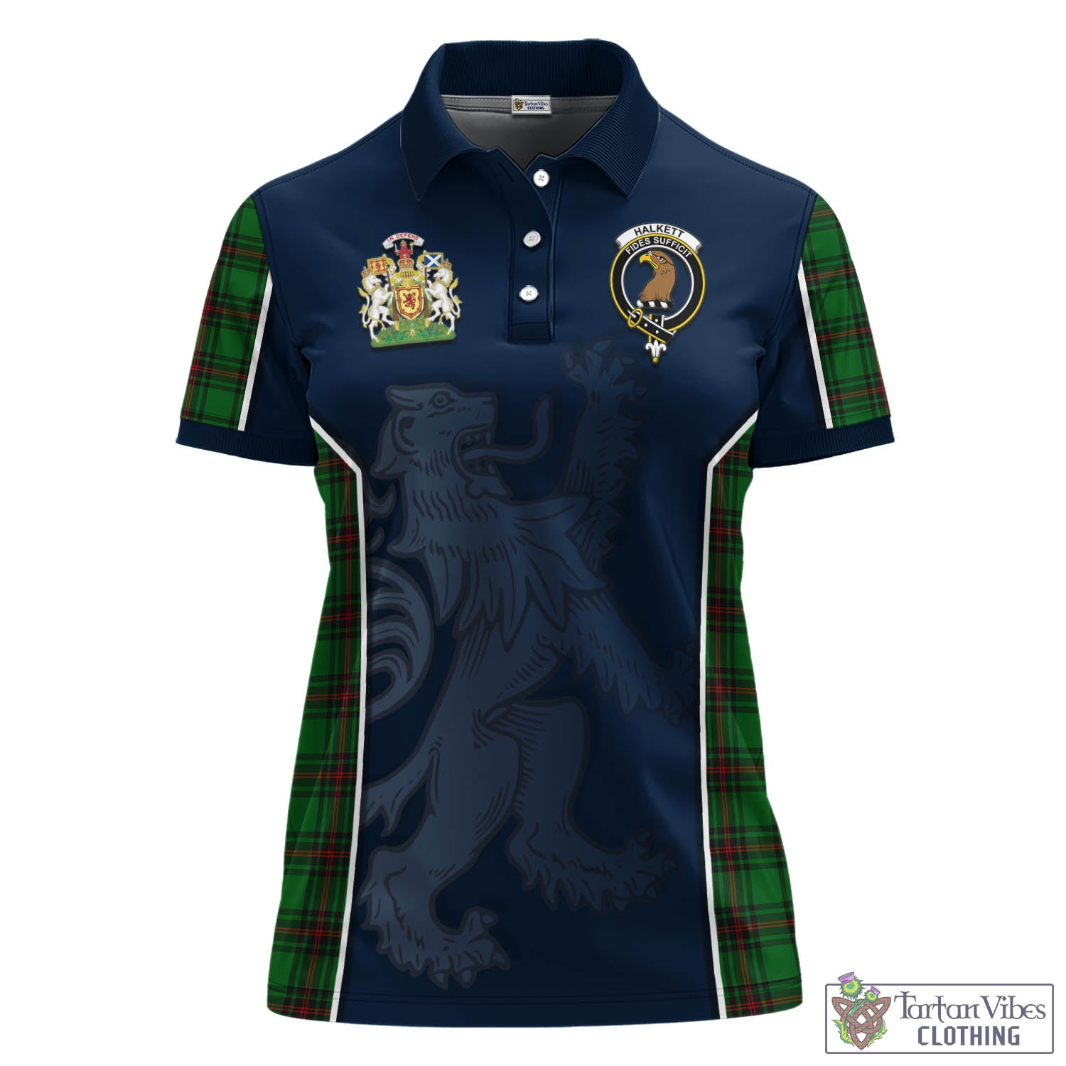 Halkett Tartan Women's Polo Shirt with Family Crest and Lion Rampant Vibes Sport Style - Tartan Vibes Clothing