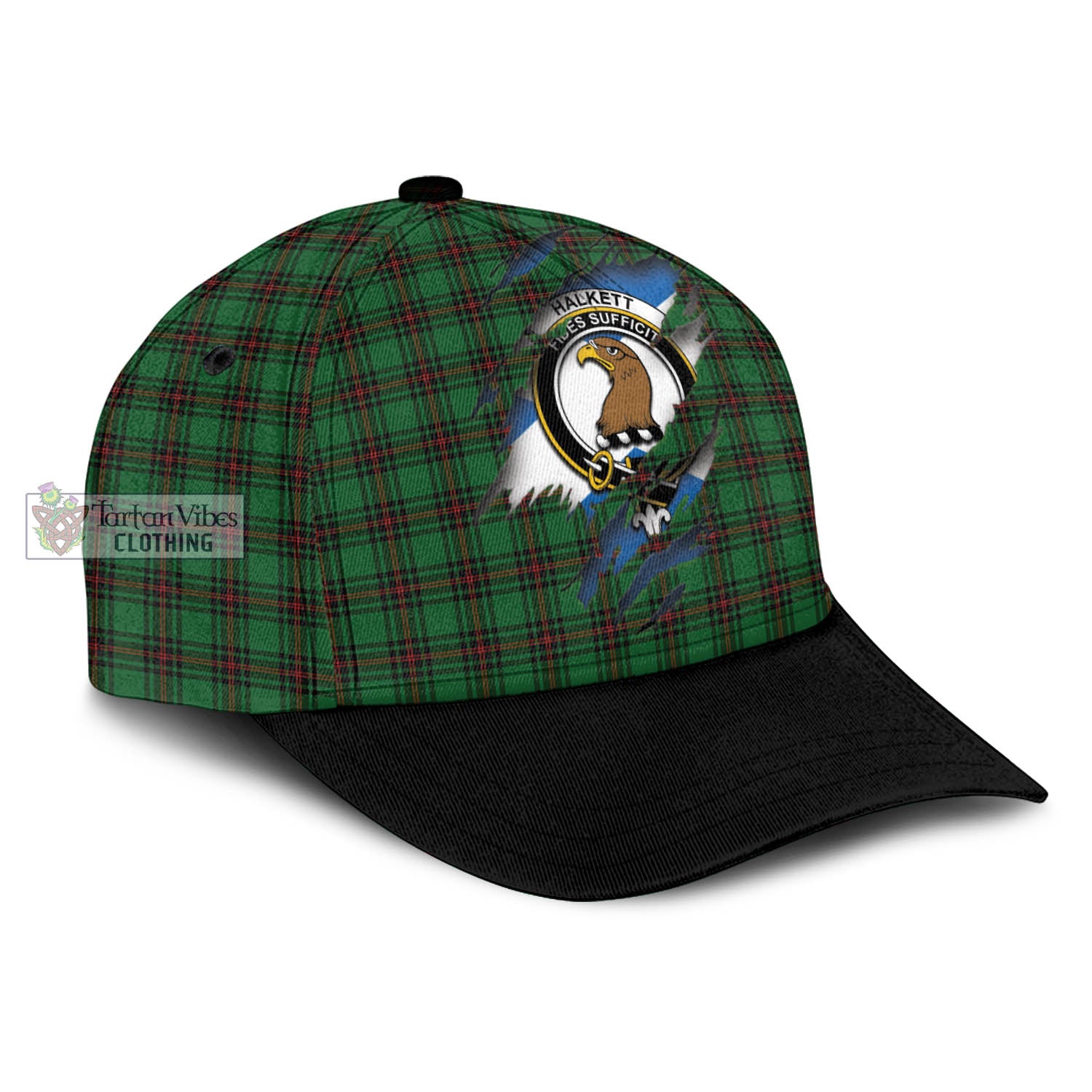 Tartan Vibes Clothing Halkett Tartan Classic Cap with Family Crest In Me Style