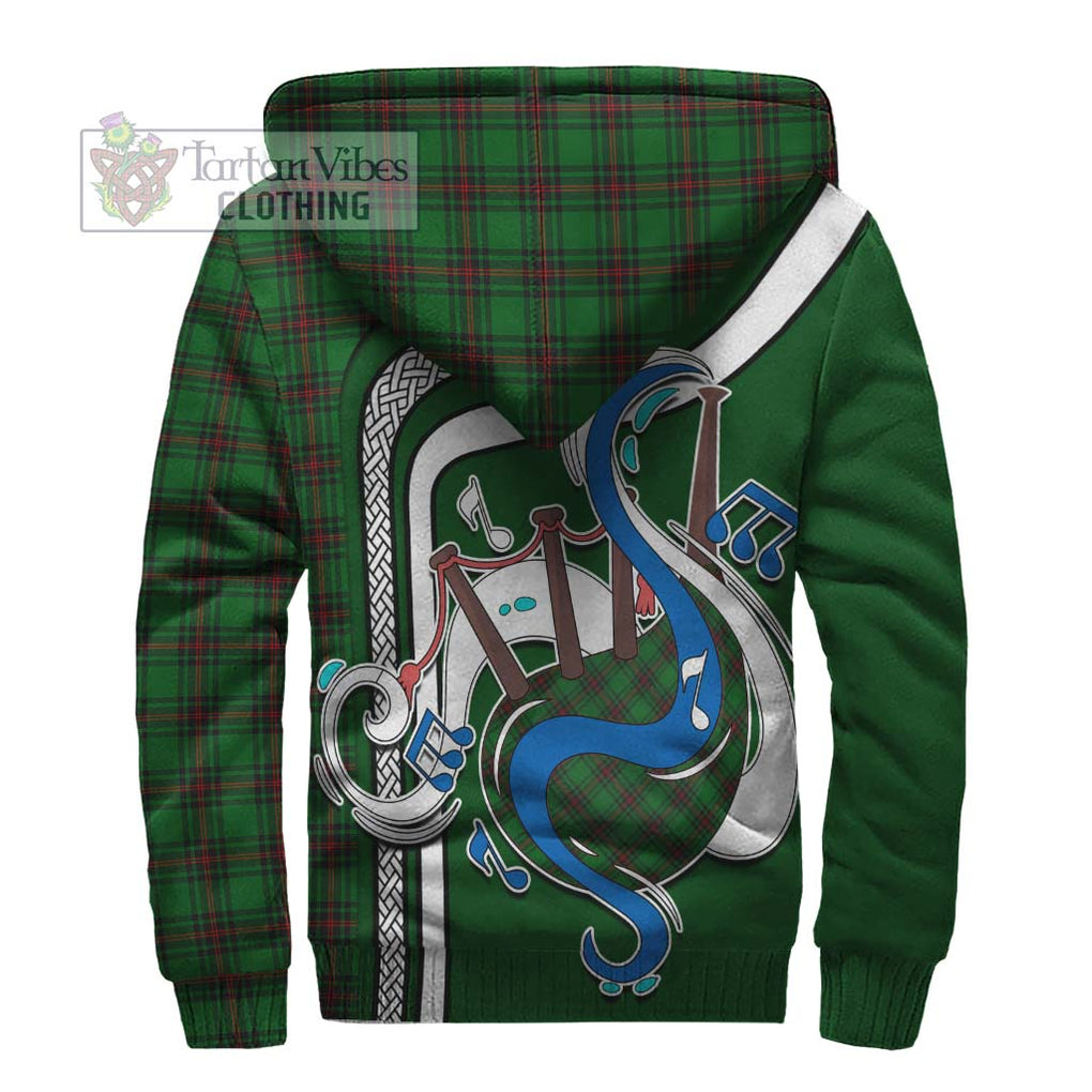 Halkett Tartan Sherpa Hoodie with Epic Bagpipe Style - Tartanvibesclothing Shop