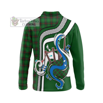 Halkett Tartan Long Sleeve Polo Shirt with Epic Bagpipe Style