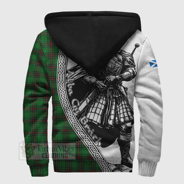 Halkett Tartan Clan Crest Sherpa Hoodie with Highlander Warrior Celtic Style