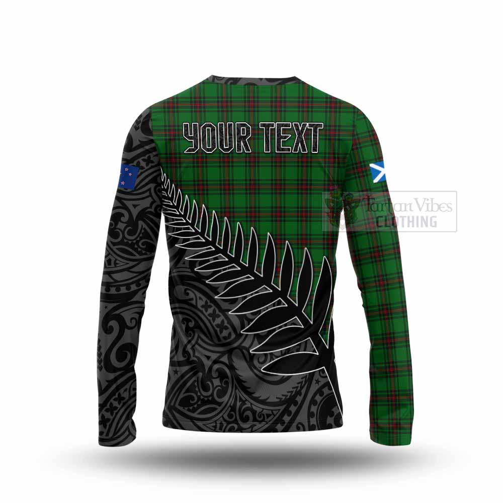 Tartan Vibes Clothing Halkett Crest Tartan Long Sleeve T-Shirt with New Zealand Silver Fern Half Style