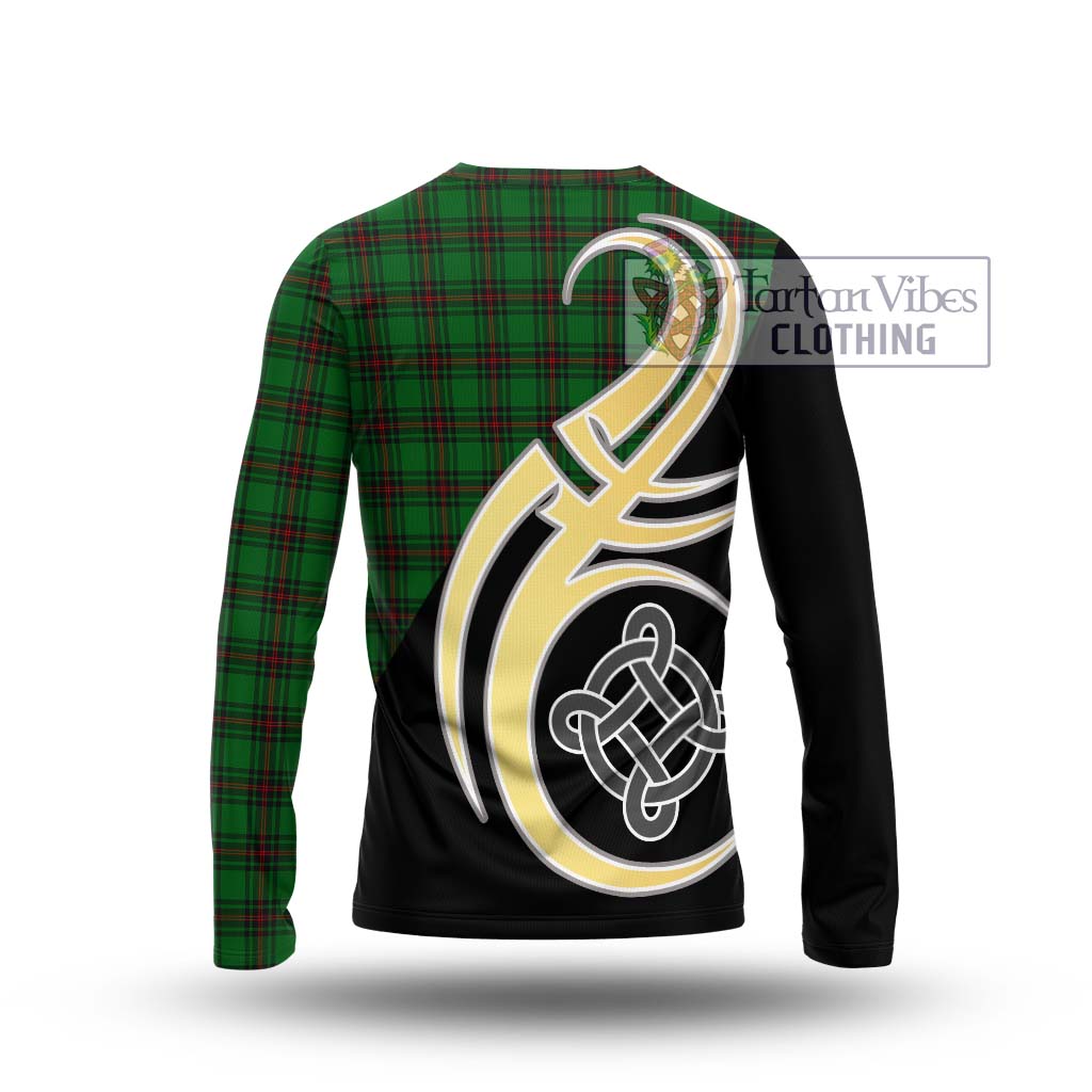 Halkett Tartan Long Sleeve T-Shirt with Family Crest and Celtic Symbol Style - Tartan Vibes Clothing