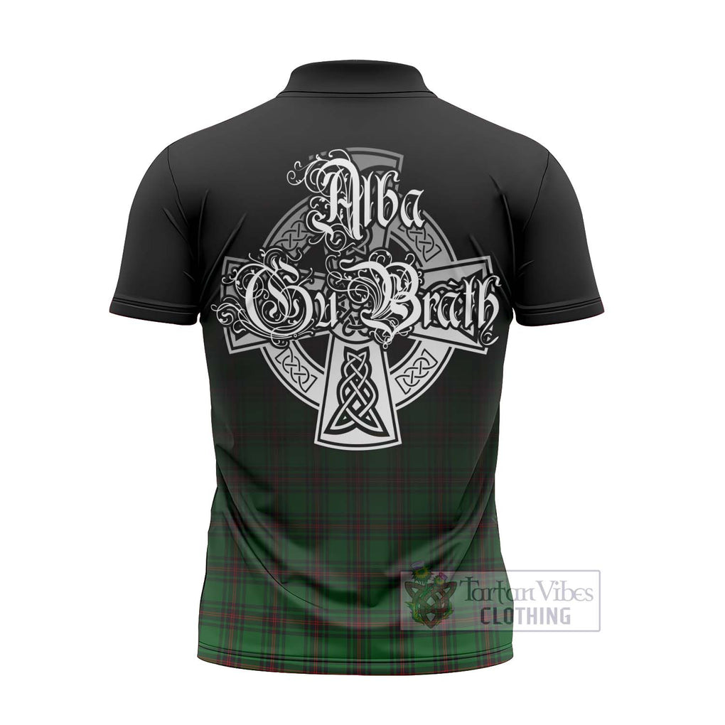 Tartan Vibes Clothing Halkett Tartan Zipper Polo Shirt Featuring Alba Gu Brath Family Crest Celtic Inspired