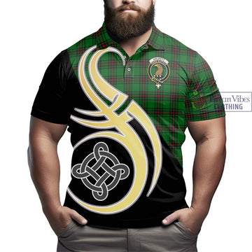 Halkett Tartan Polo Shirt with Family Crest and Celtic Symbol Style