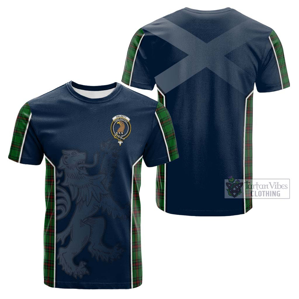 Tartan Vibes Clothing Halkett Tartan Cotton T-shirt with Family Crest and Lion Rampant Vibes Sport Style