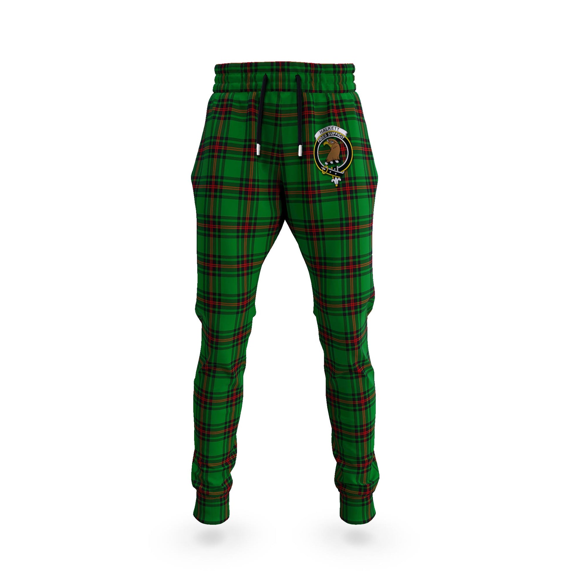 Halkett Tartan Joggers Pants with Family Crest - Tartanvibesclothing