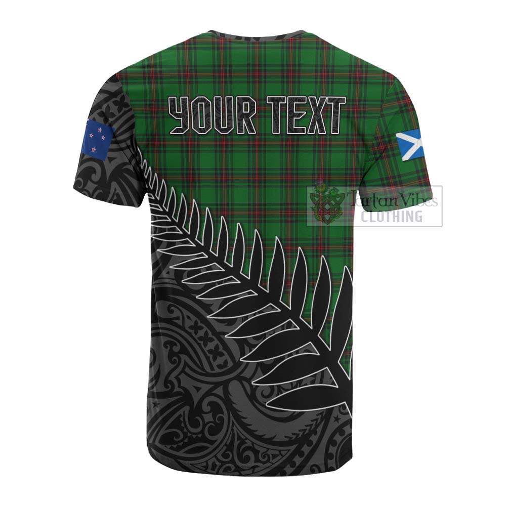 Tartan Vibes Clothing Halkett Crest Tartan Cotton T-shirt with New Zealand Silver Fern Half Style