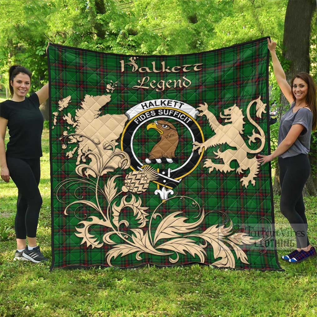 Tartan Vibes Clothing Halkett Tartan Quilt with Family Crest and Scottish Symbol Style