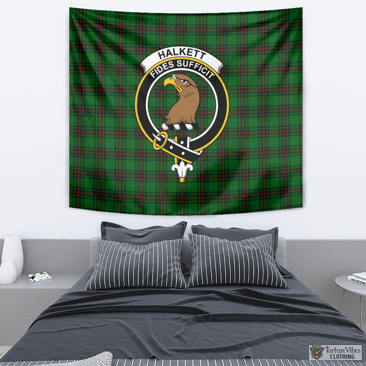 Tartan Vibes Clothing Halkett Tartan Tapestry Wall Hanging and Home Decor for Room with Family Crest