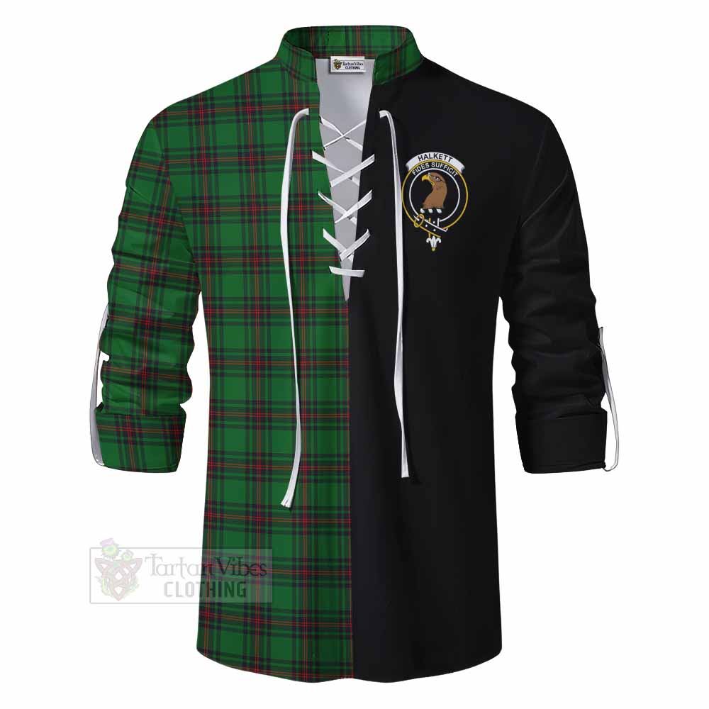 Tartan Vibes Clothing Halkett Tartan Ghillie Kilt Shirt with Family Crest and Half Of Me Style